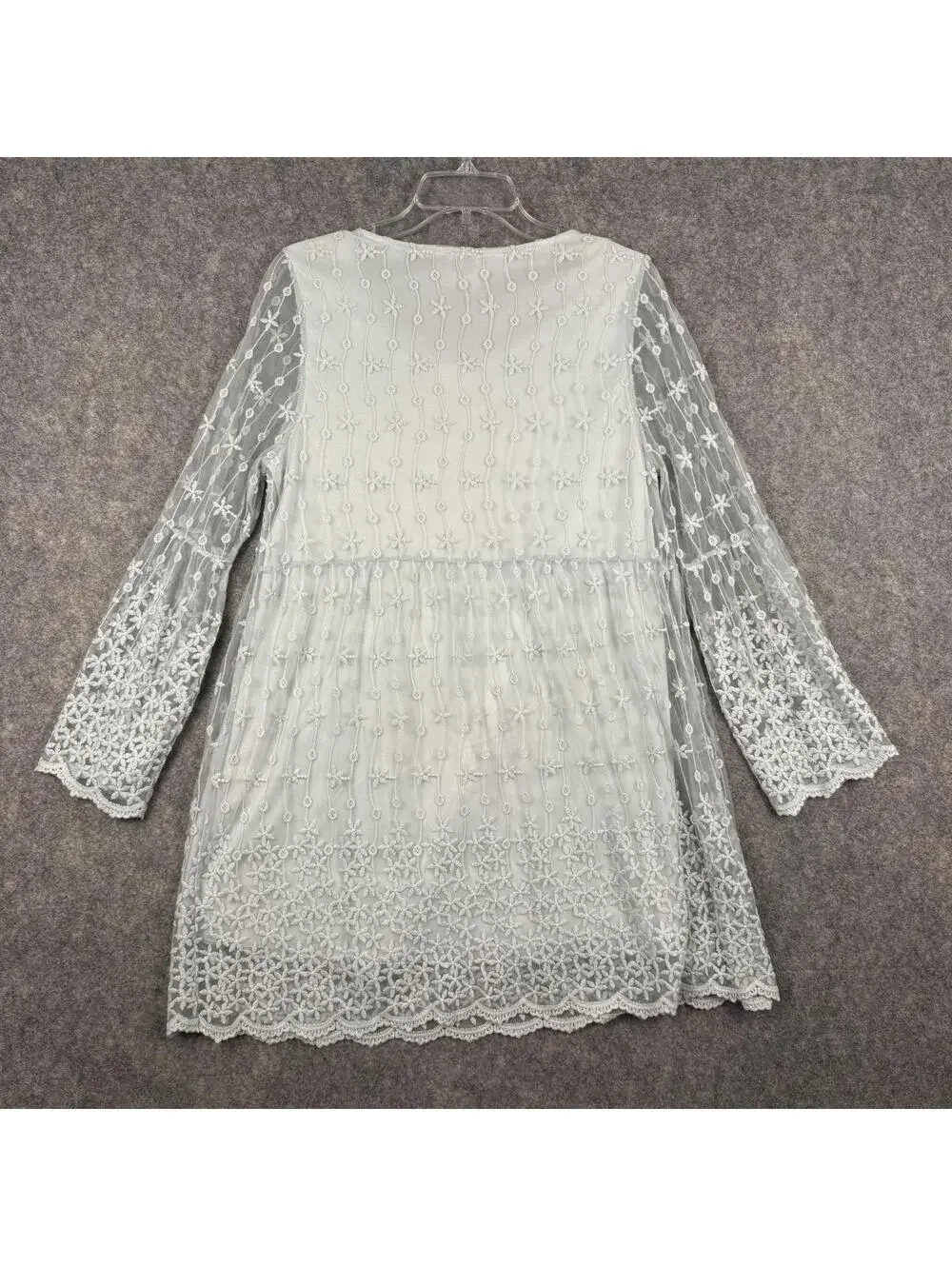 Floaty Mint Green Layered Mesh Dress Embroidered Flower Size S/M Pixie Ethereal